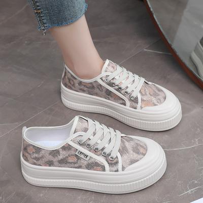 Толстая подошва, увеличивающая рост, парусиновые туфли с леопардовым принтом, женская спортивная обувь для серфинга, осень 2025, новая обувь для рыбалки, универсальная повседневная обувь