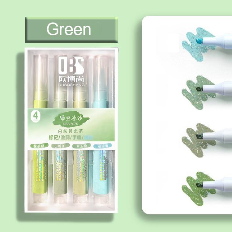 Набор из 4 блестящих цветных ручек, сверкающие маркеры-выделители, кисть 4 мм для рисования, живописи, художественной школы, металлический блеск