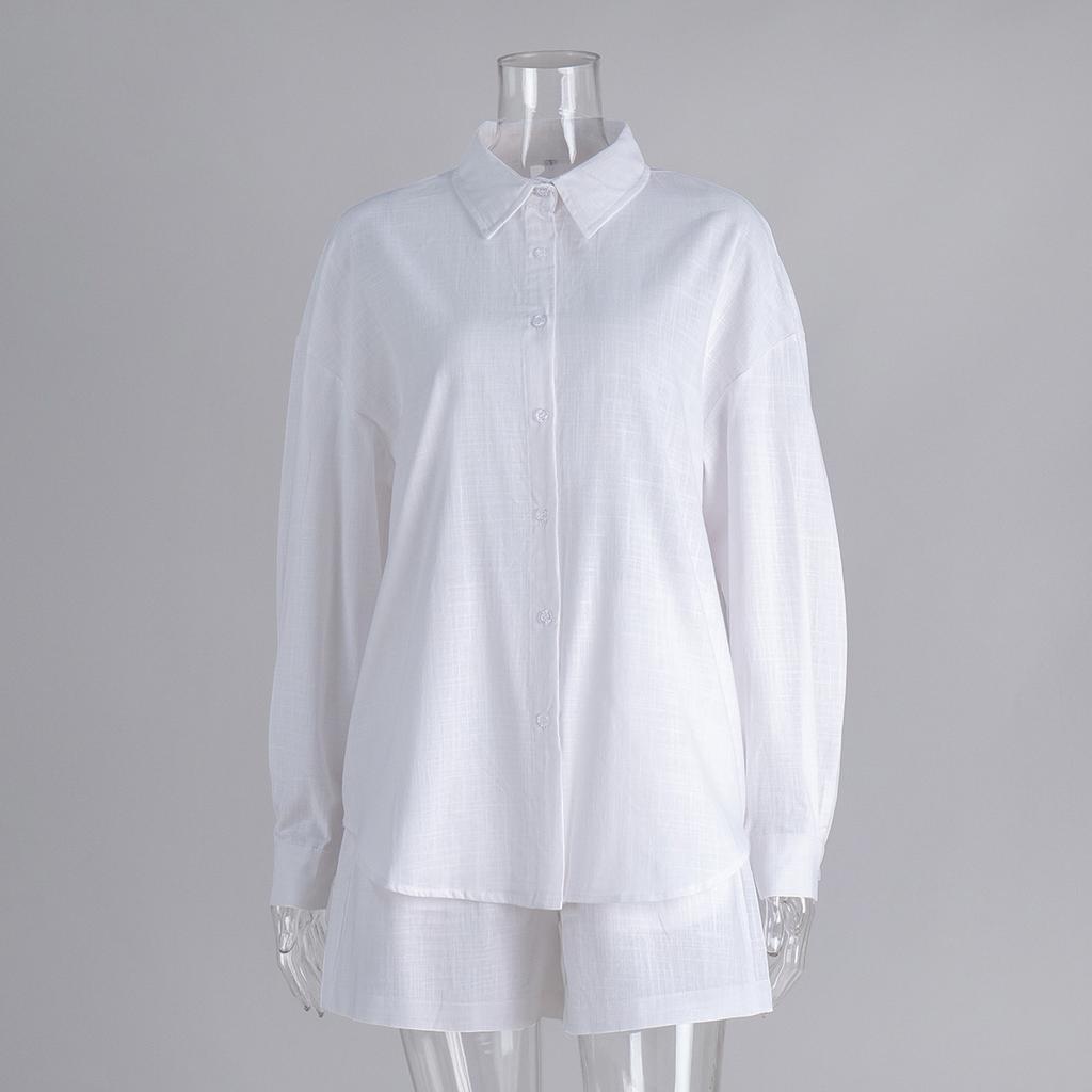 Модная свободная блузка с длинным рукавом и лацканами, комплект из 2 предметов, элегантный однотонный женский костюм со шнуровкой и брюками, новые женские наряды для отдыха на улице