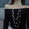 Korean Fashion Pearl Necklace: Elegant Long Chain for Women, Ideal for Sweaters, Versatile for Autumn and Winter.