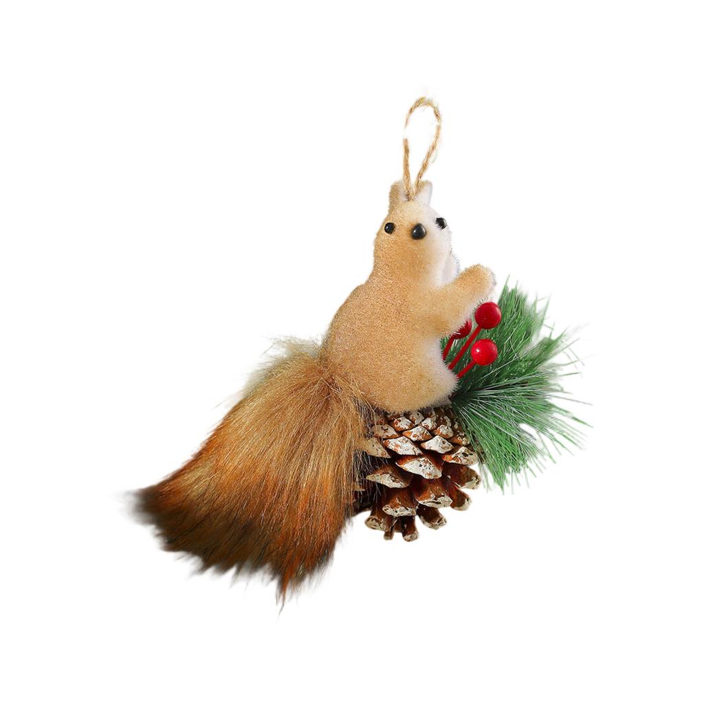 Realistic Squirrel Ornament With Foam Pinecone Christmas Tree Hanging Decoration for Indoor and Outdoor Holiday Party