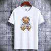 Astronaut Bear Printed Man Fashion Tee Short-sleeved Pure Cotton T-shirt