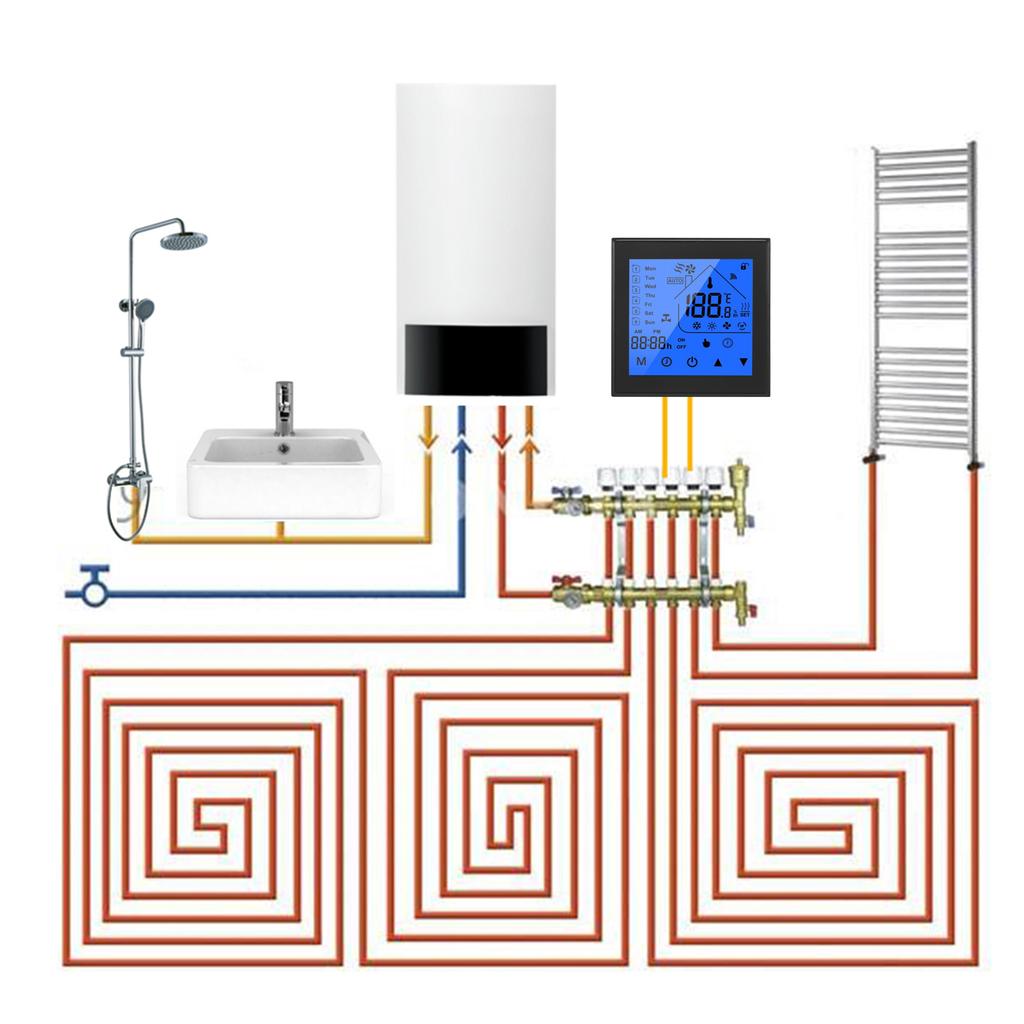 Умный термостат с Wi-Fi, контроллер температуры, ЖК-дисплей, программируемый на неделю для нагрева воды Tuya