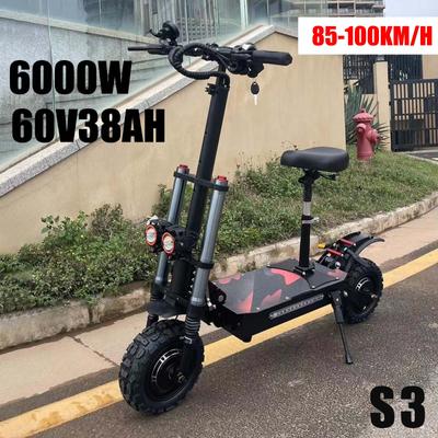 Boyueda S3 6000w 60v 38ah электрический скутер с двумя двигателями, съемное сиденье, гидравлическая амортизация, 11-дюймовый внедорожный самокат с шинами