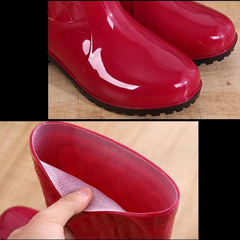 Дождевые сапоги, женские теплые дождевые сапоги средней длины, нескользящая обувь для воды, резиновая обувь с высокой трубкой, хлопковые сапоги для взрослых и бахилы