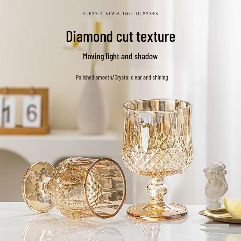 Стеклянные бокалы для вина Changqi с янтарным ромбовидным узором, утолщенные