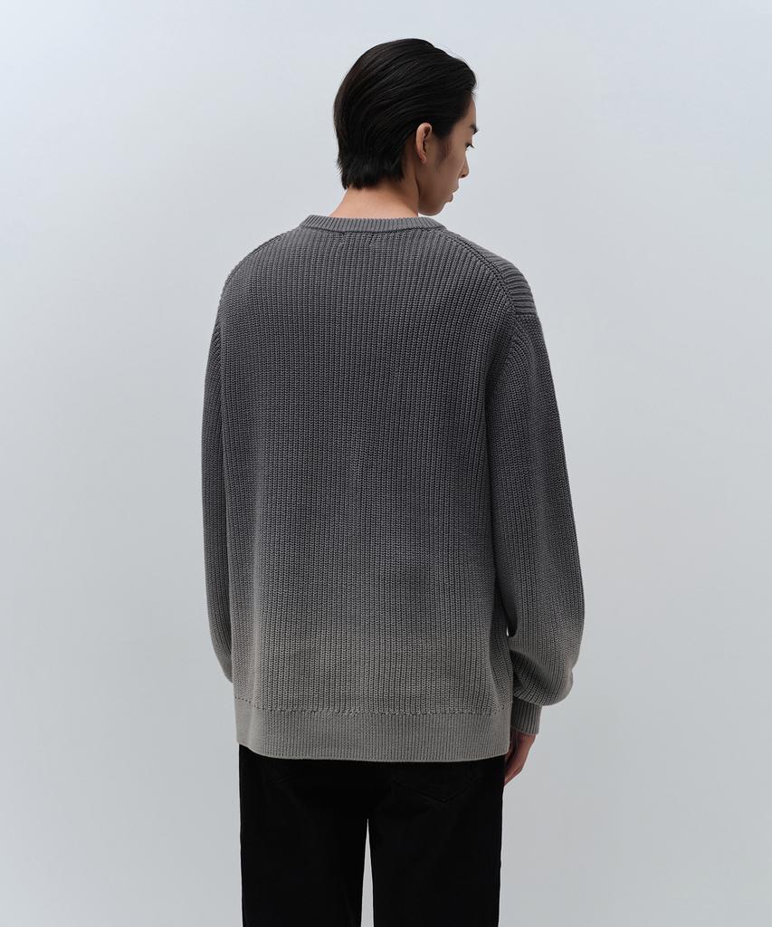 MUSINSA STANDARD Gradient Ribbed Crew Neck Knit [Charcoal Gray]