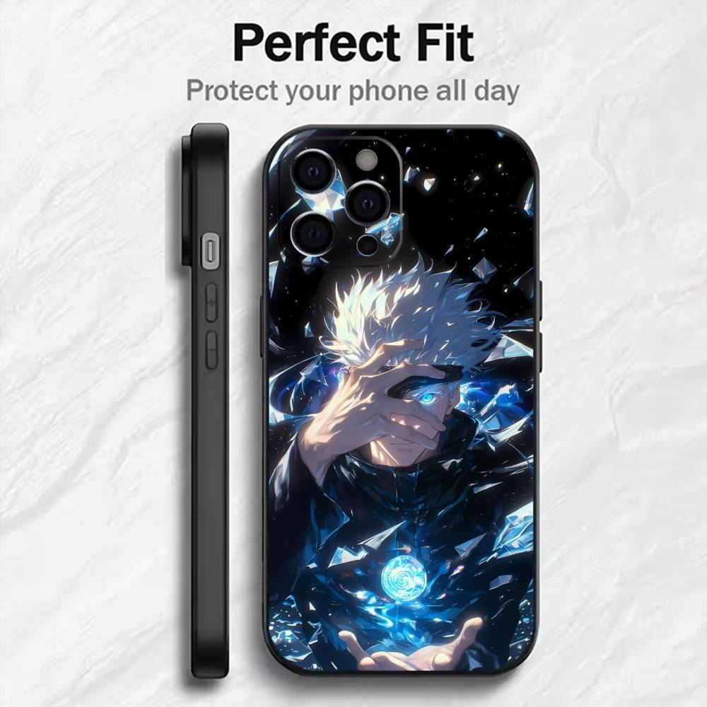 Горячая Кровь Годжо Сатору J-Jujutsu Kaisen Чехол для Телефона Для iPhone17,16,15,14,13,12 Plus,Max Мягкий Силикон Черный Чехол