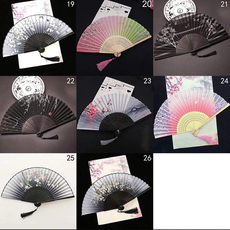 1шт цветочный узор классический бамбуковый веер складной шелковый веер для украшения комнаты для вечеринки ручной веер