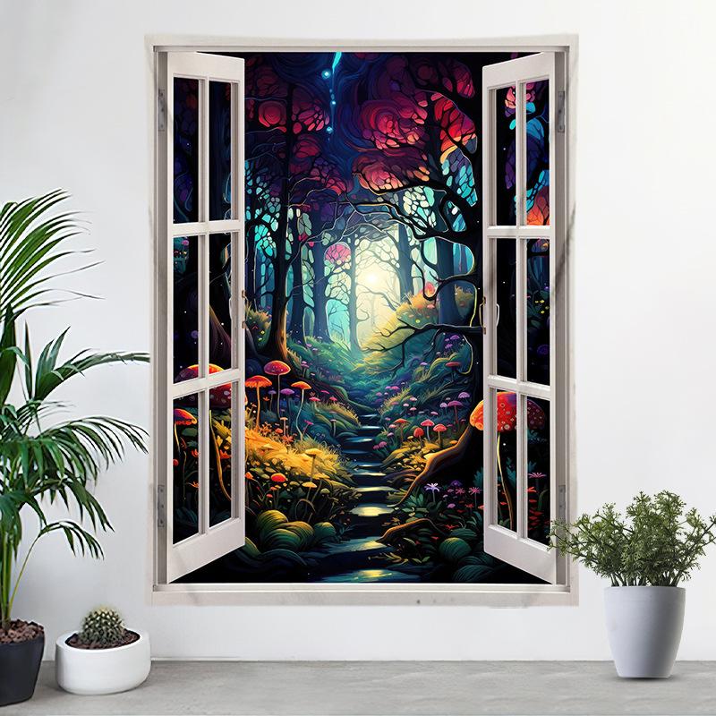 Ткань для подвешивания на окна Пейзаж Цифровая печать Гобелен Украшение спальни Ткань Фотофон Ткань Стена спальни Ткань