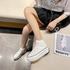 Thin Heightening Canvas Shoes Women'S New High-Top Casual Shoes Niche Muffin Thick-Soled White Shoes Versatile Shoes