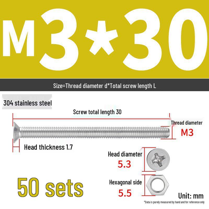 Набор Extra Long Phillips Flat Head Винтов и Гаек из Нержавеющей Стали 304 (2М, 3М, 4М)