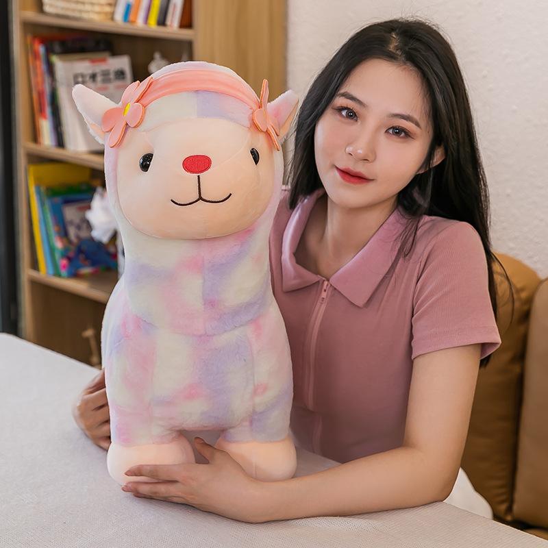 Милая милая радужная кукла-альпака, декоративная подушка, плюшевая игрушка-альпака, цветная кукла, кукла-пара, подарок для девочки