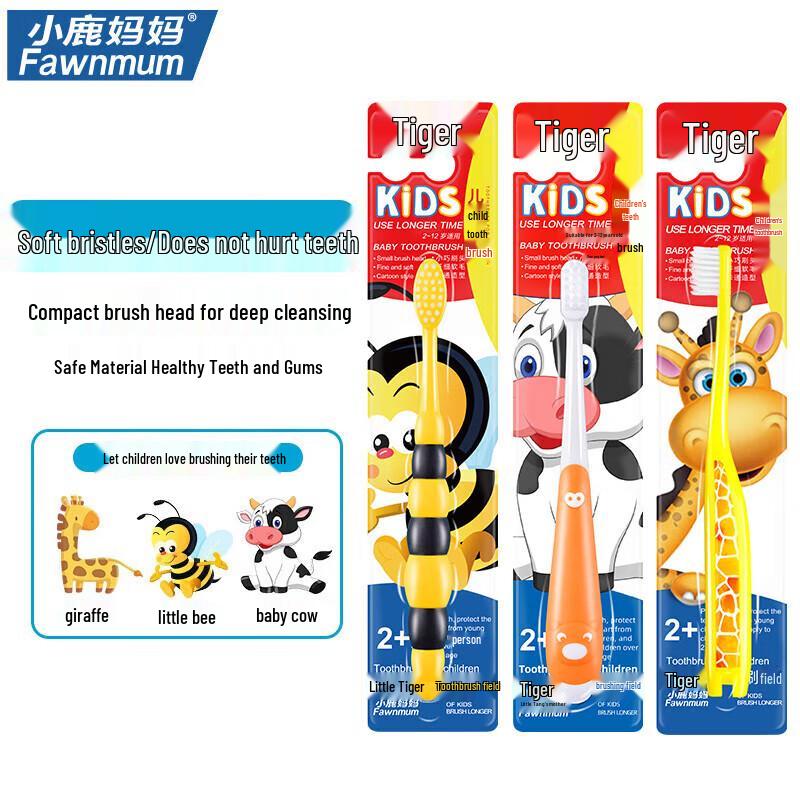 Little Deer Mom Children's Soft Bristle Toothbrush 4-Pack