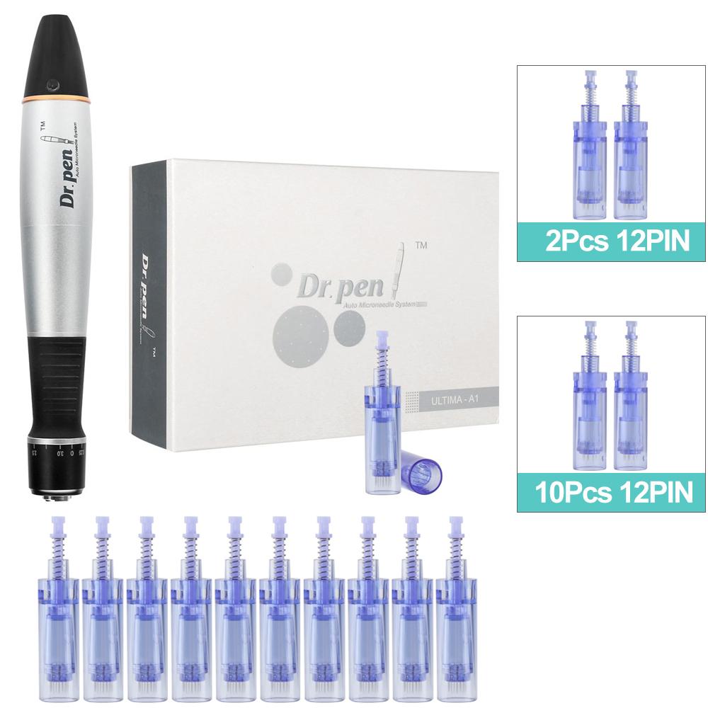 Dr.Pen A1C Electric Micro Needling Pen Skin Care Kit Tools Derma Pen Mesotherapy Auto Micro Needle Therapy Beauty Device With Extra 10Pcs Cartridges