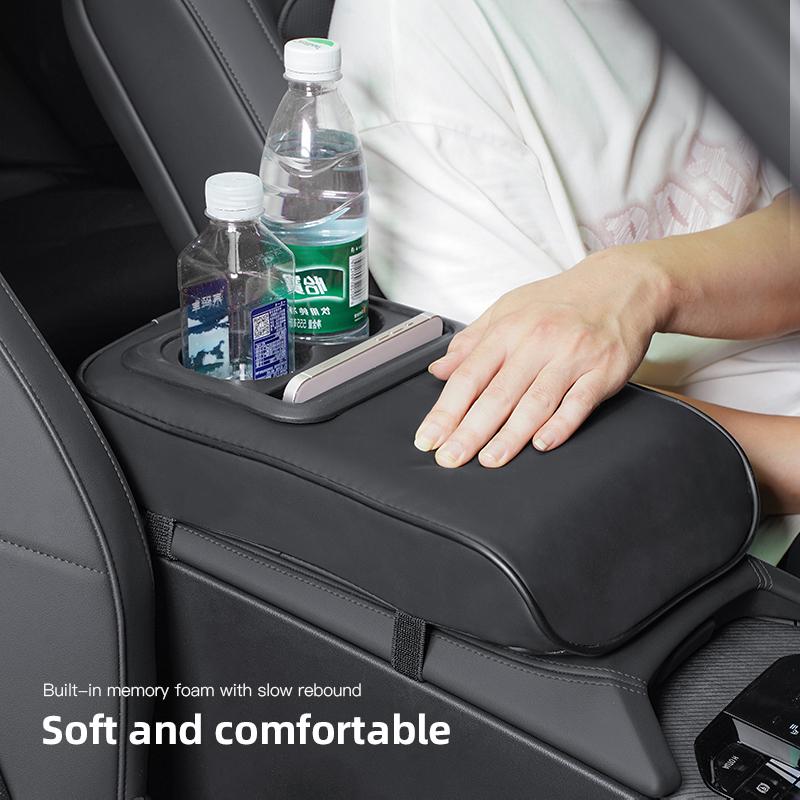 Keychain Car Armrest Cushion With Cup Holder PU Leather Pad Auto Amrest Pillow Cover Height Pad For Alfa Romeo 4C 159 166 Giulia