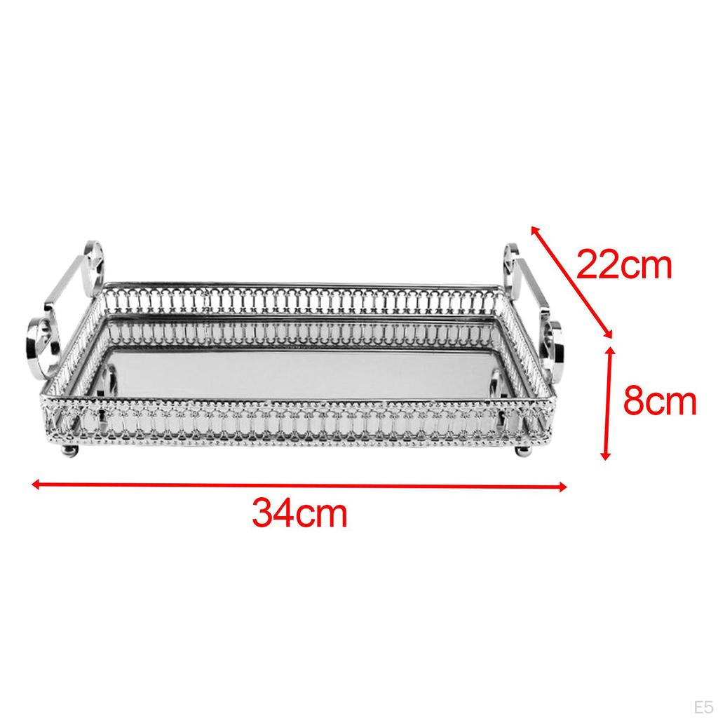 Decorative Mirror Tray Snacks Serving for Home Decor Dresser Tabletop Countertop