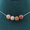 Stones and Minerals. Necklace 4 Beads Petrified Wood 8 Mm. Stainless Steel Chain Necklace Women Men. Customizable Size.