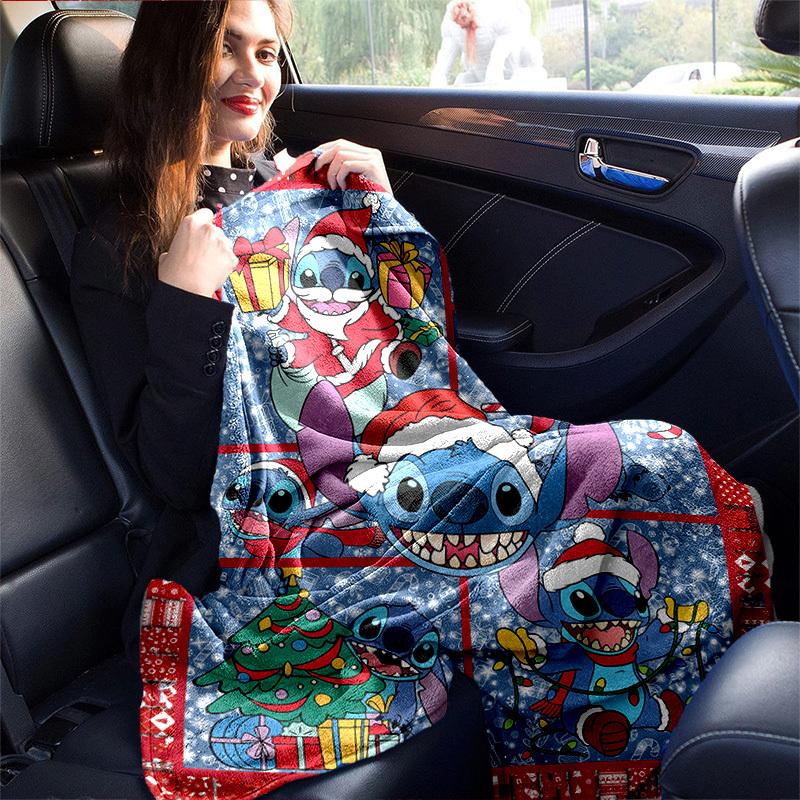 1pc Christmas Stitch Patterned Blanket, Festive Home Decor, Office Throw, Outdoor Picnic Rug, Gift for Kids and Adults