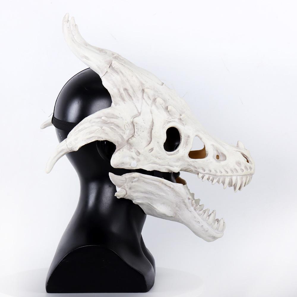 Dinosaur Head Bone Skull Mask Cosplay Animal Movable Jaw Raptor Dragon Latex Helmet Halloween Carnival Party Costume Props Gifts