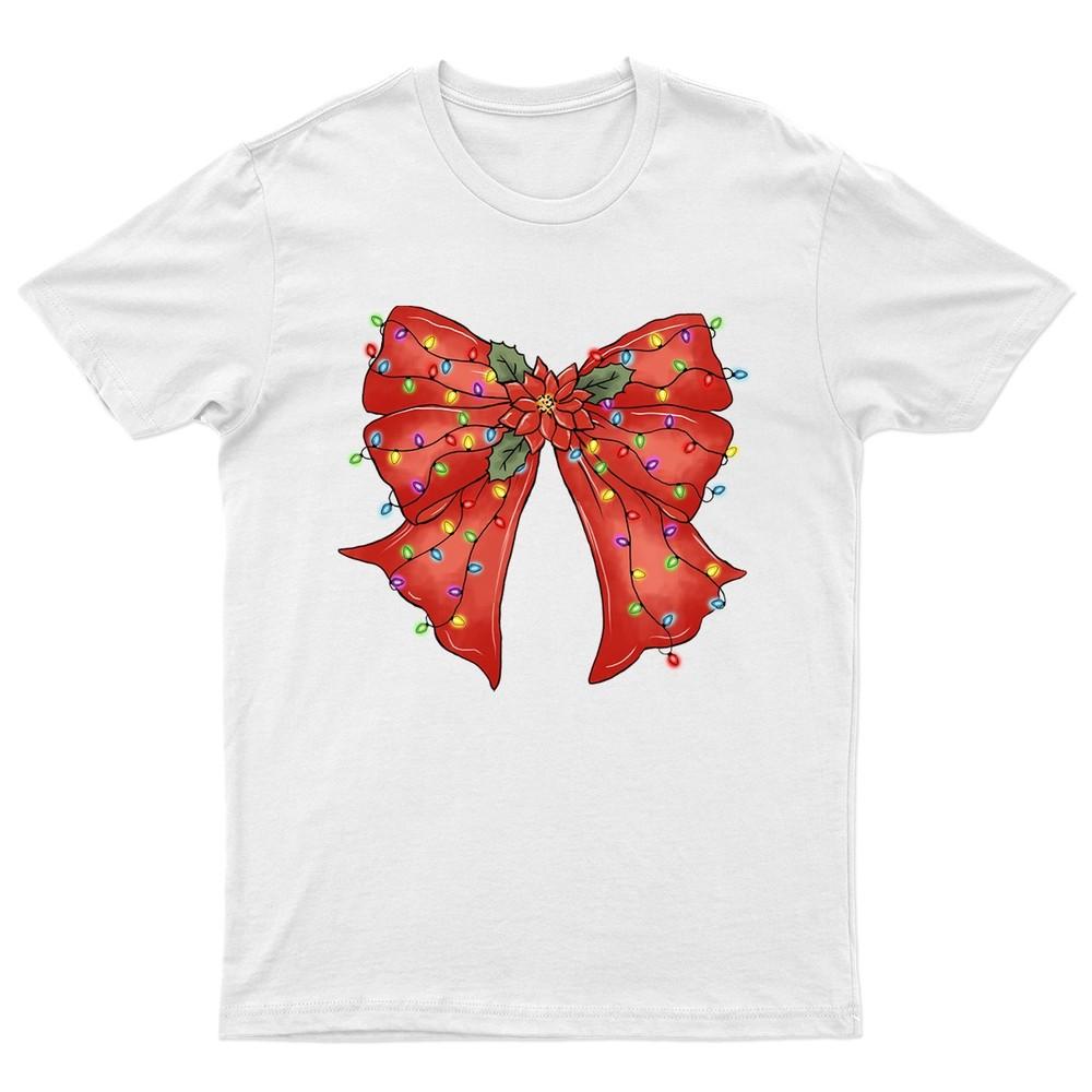 Christmas Bow Festive Holiday TShirt Unisex Gift Retro Seasonal Funny Xmas