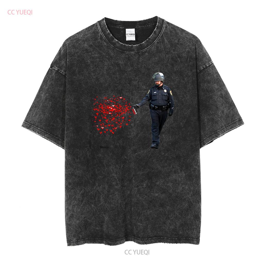 Banksy Pepper Spray Cop Graffiti T shirt long or short sleeves vintage Washed Top For Everyday Wear designer clothes Soft homme