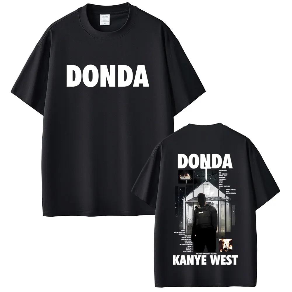 Канье Уэст Donda Двусторонняя футболка с принтом Унисекс Хип-Хоп Мода Поп-музыка Футболка Унисекс Ретро Хлопковый Топ Женские и Унисекс Футболки