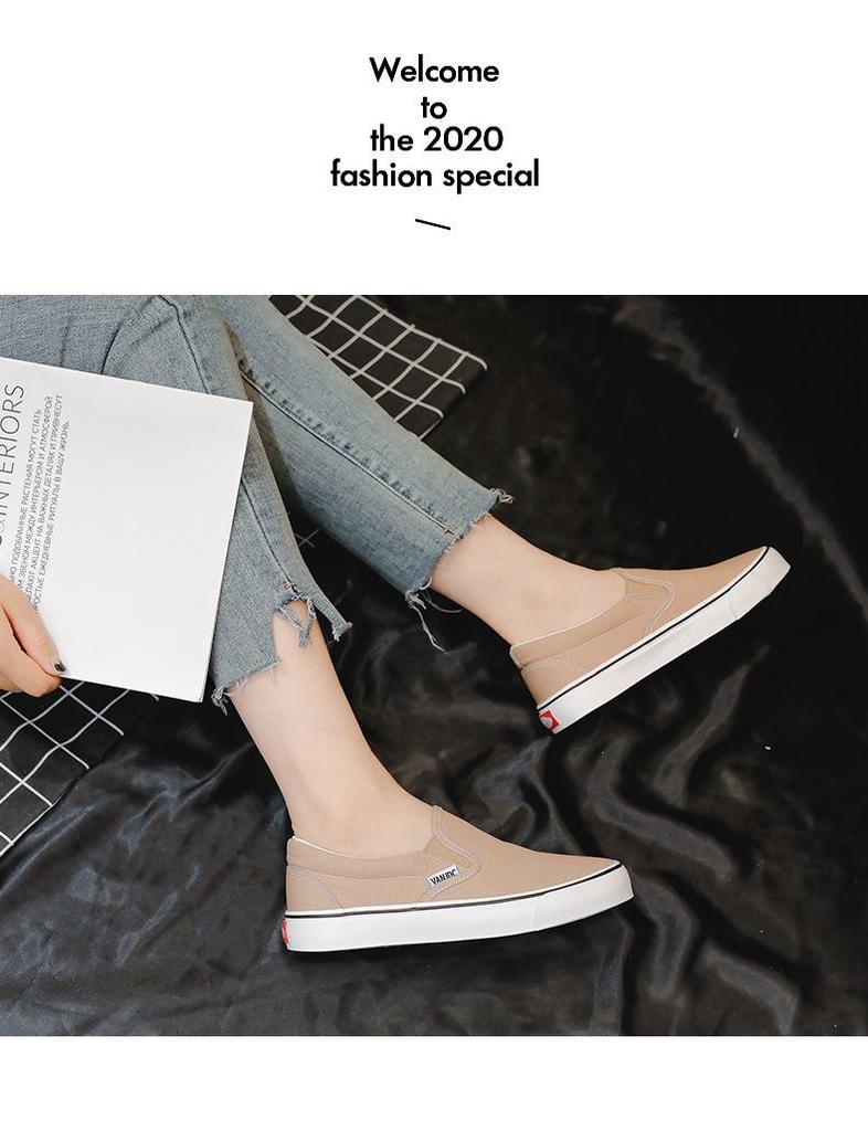 Женские парусиновые слипоны на осень 2025 года - Повседневные белые кроссовки в корейском стиле