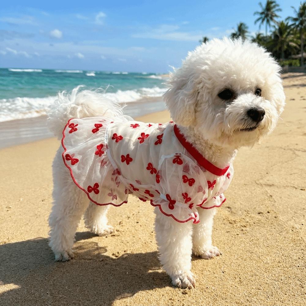 Cozy Dog Sunscreen Clothes Ruffle Trim Puppy Mesh Skirt Sun Protection Clothes Small Medium Dogs