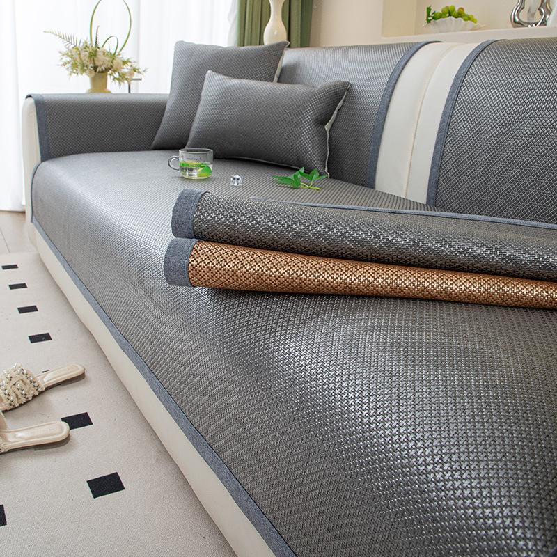 Летний новый легкий роскошный коврик из ледяного ротанга, подушка для дивана, универсальный для всех сезонов, чехол для прохладной подушки из ледяного шелка, нескользящая накидка, ткань для сиденья