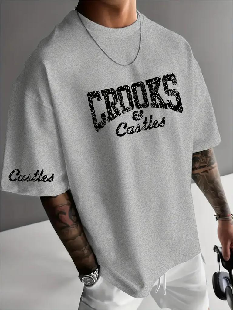 Мужская повседневная летняя спортивная одежда Crooks&Castles с забавными узорами и буквенными принтами для дома и спорта на открытом воздухе, удобные топы