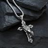 1pc Men's Stylish Stainless Steel Praying Hand Necklace with Cross - A Symbol of Faith and Fashion