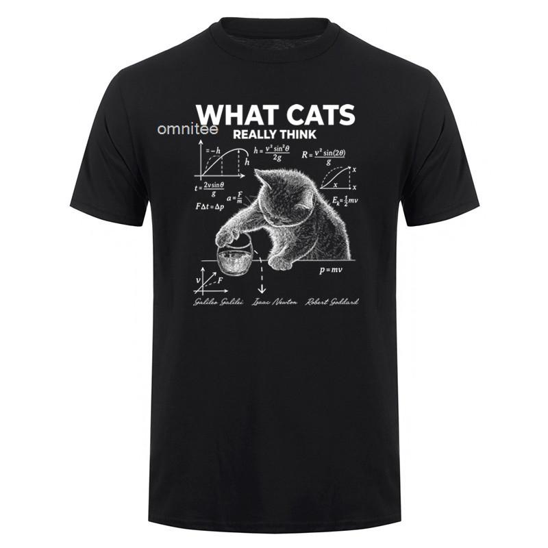New Summer Physics Cat Graphic T Shirt What Cats Really Think Cat Unisex Short Sleeve Streetwear Tops HJ076