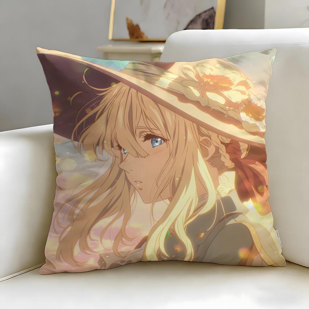 Классический аниме-чехол для подушки Violet Evergarden Мягкий Легко стирающийся Наволочка Универсальный для Дивана Кровати Путешествий и Офиса