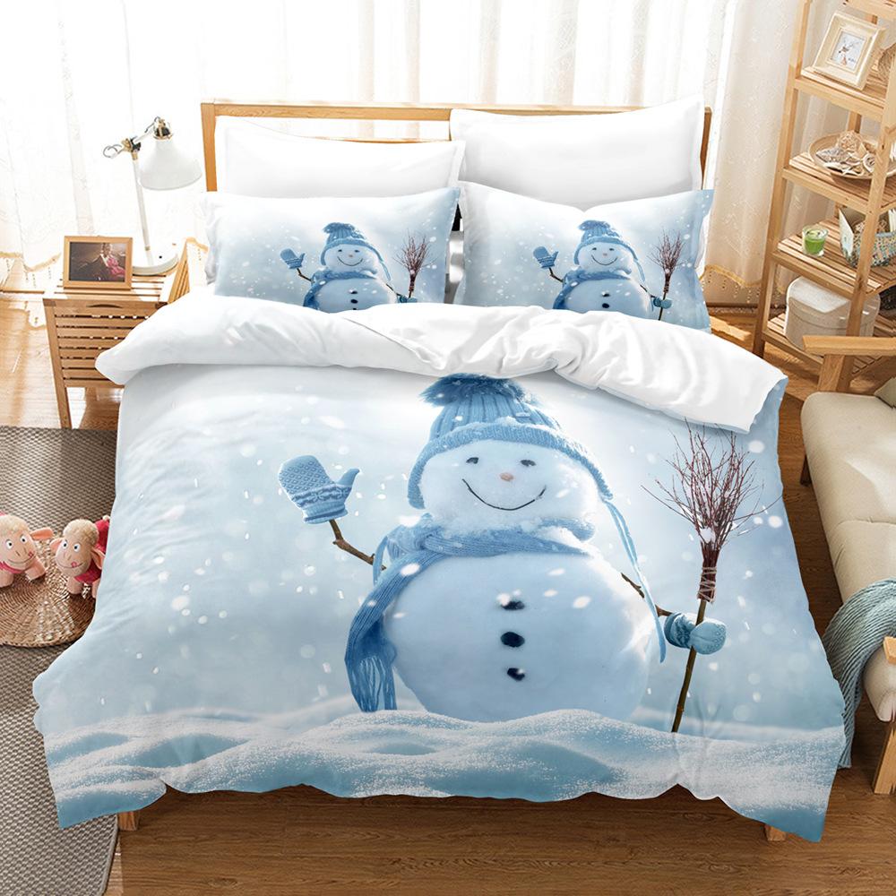 3D Рождественский комплект постельного белья С Новым годом Пододеяльник Наволочка 2/3 Праздничный подарок AU140 * 210 Полный размер Быстросохнущий мягкий домашний текстиль