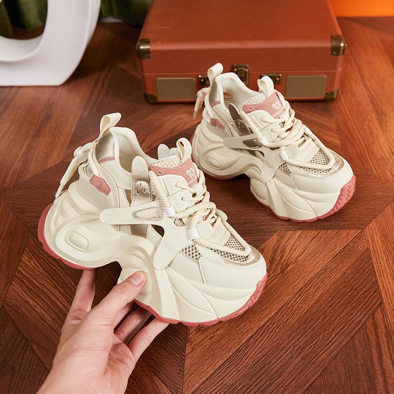 Женские кроссовки 'папины кроссовки' 2025 Осень Новинка Сетчатые Полые Сандалии Повседневная Обувь Модная Универсальная Толстая Подошва Женская Обувь