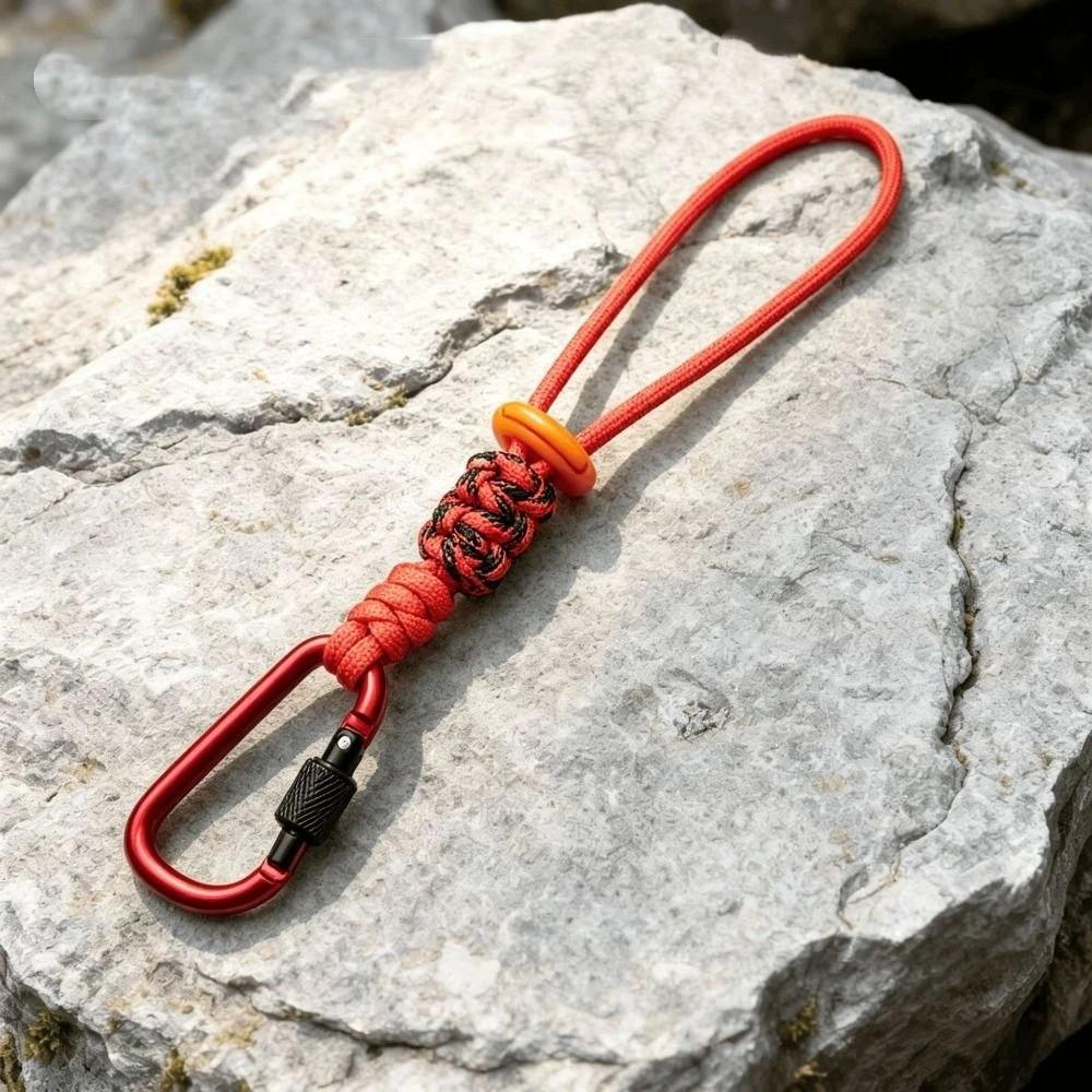 Locking Carabiner Clip Beverage Bottle Lanyard Braided Rope Key Chain Lanyard Outdoor Use