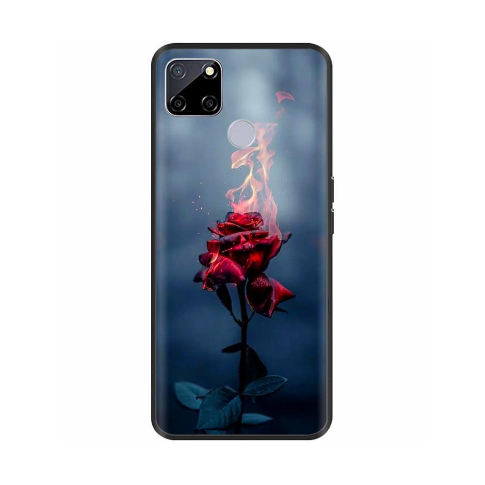 Чехол для Realme C25 C25s Мягкий Милый Чехол для OPPO Realme C25Y C21Y Силиконовый Черный ТПУ Чехол для Телефона Для OPPO Realme C21 Цветочный Чехол