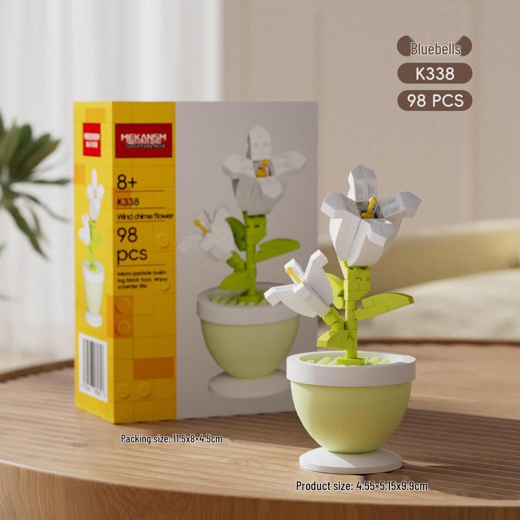 Cross-Border Lego Immortal Flower Basket Building Block Set - Rose Bonsai & Children's Assembly Toy for Teacher's Day Gift