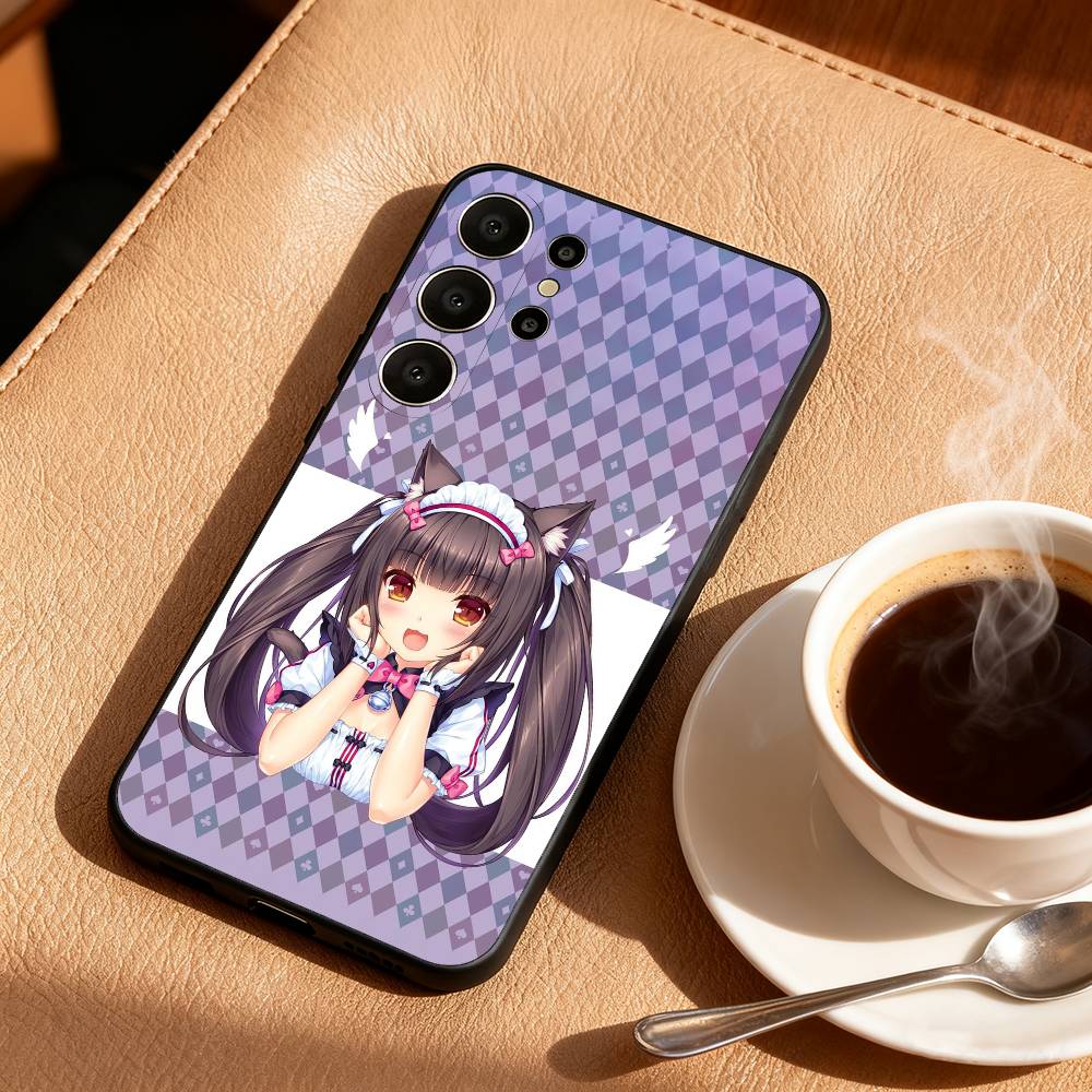 Чехол для телефона с изображением девушек N-Nekopara для Samsung S26,S25,S24,S21,S22,S23,S30,Ultra,S20,FE,Lite,10,9, Черный чехол