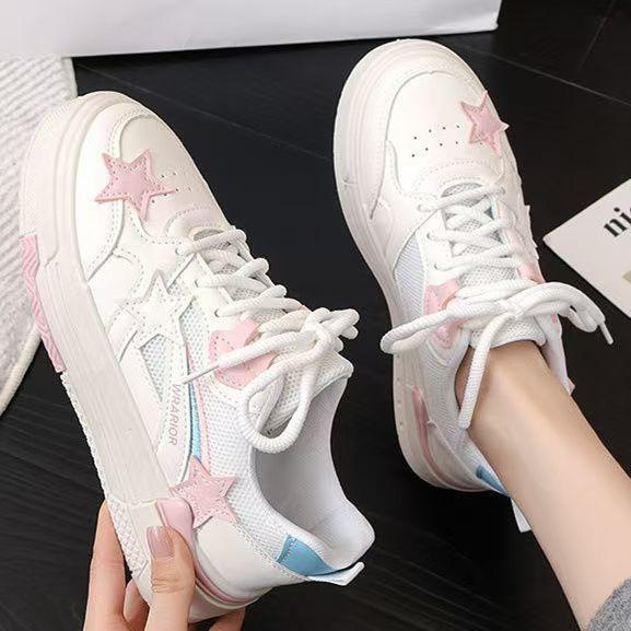 2025 New Explosive Star Board Shoes Mesh New Little White Shoes Platform Versatile Casual Shoes Student Sports Women's Shoes