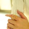 Fashion Gold-Plated Stainless Steel Open Ring, Women'S Four-Leaf Clover Hollow Design, Index Finger Ring, Titanium Steel Does Not Fade