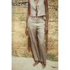 Spring New Arrival Casual Two-Piece Suit Beaded Linen Vest 7901322 Linen Wide Leg Pants 7901222