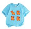 Kids Boys Girls 100% Cotton Crew Neck Short Sleeve T-Shirt, Cute Cartoon Orange Capybara 4-Panel Funny Graphic Casual Lightweight Summer Tee for Child