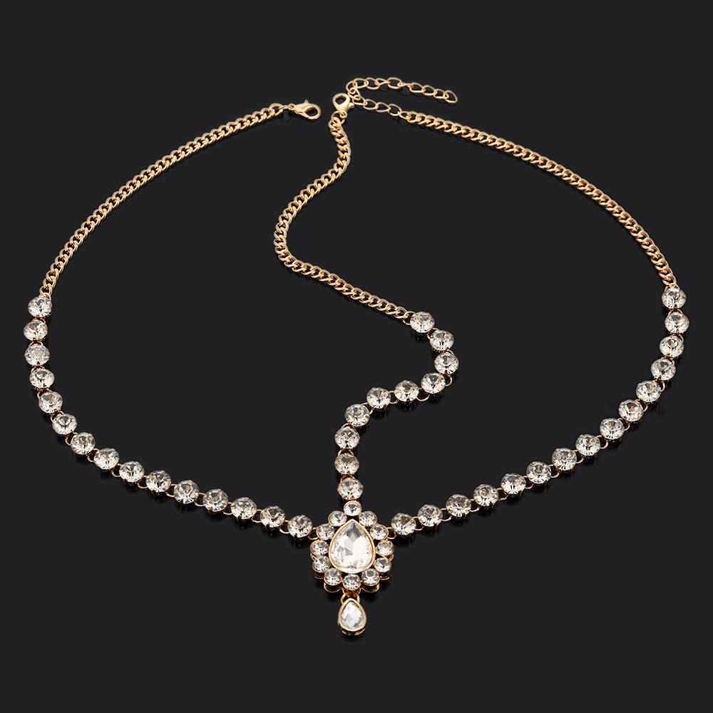 Модные аксессуары для волос, персонализированная этническая цепочка для волос с бриллиантами и ветром и водой, универсальная цепочка для лба с бриллиантами и темпераментом для женщин