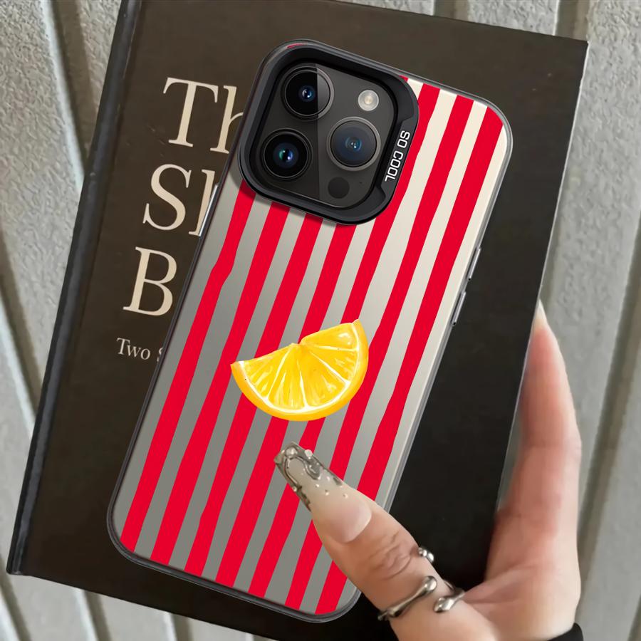 Чехол-накладка с рисунком "Лимонная прохлада в полоску" для iPhone 17 Pro Max XS 15 Plus 14 16 13 Pro Air XR 11 12
