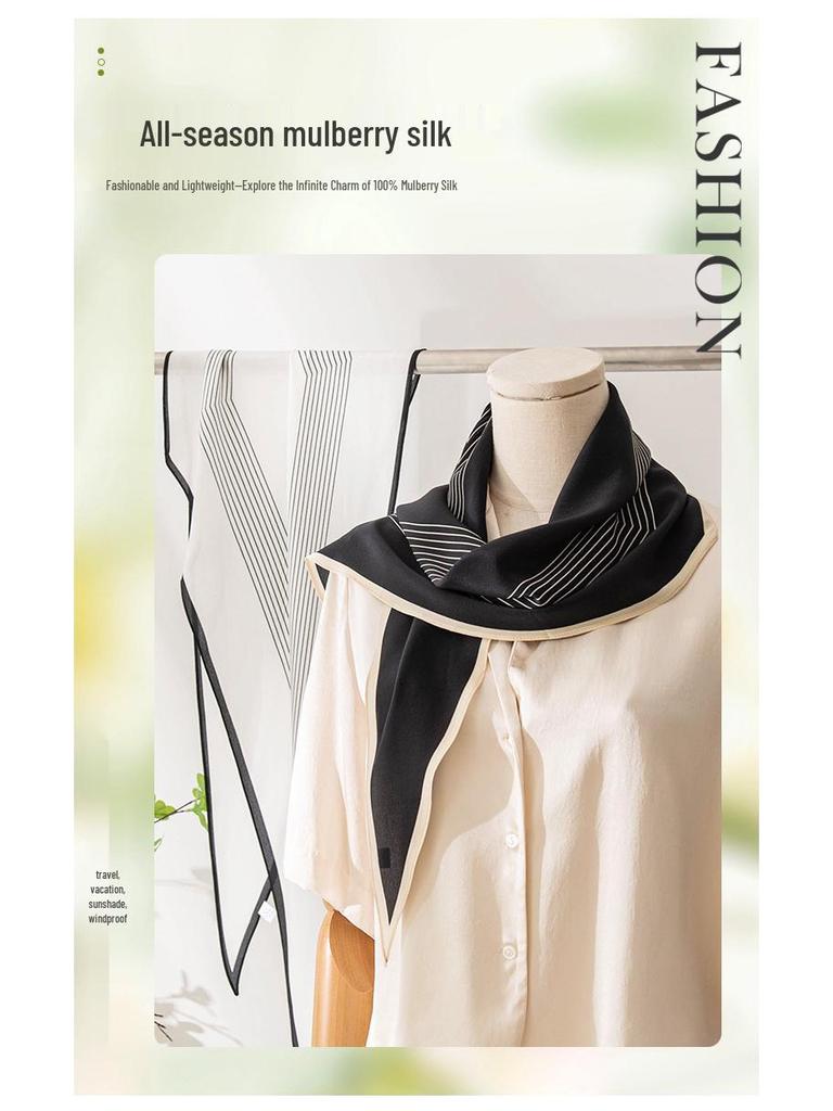Autumn Women's 100% Mulberry Silk Crepe Double-Sided Scarf – Light Luxury Shawl & Sunscreen Snood