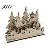 Decorative Lighted Wood Craft Christmas Table Wooden Sign, Vintage Tree Village House Tabletop Gift for Centerpiece, Winter Indoor Desktop Ornament