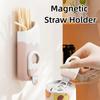 Wall-mounted Wall-mounted Storage Box 2in1 Drinking Straws Dispenser  Home Organization