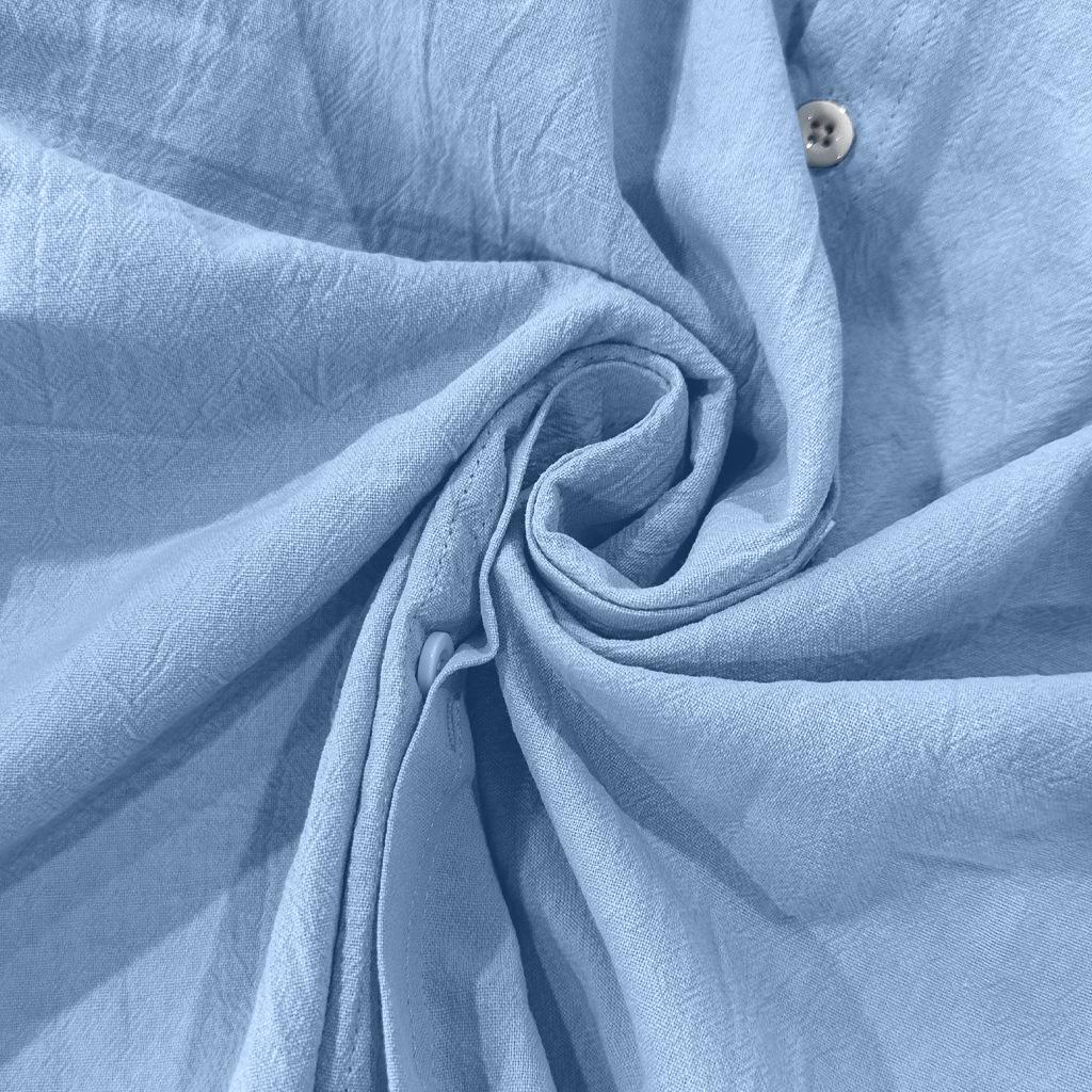 Spring and Summer Linen Shirt Long-sleeved Stand-up Collar Breathable Casual Chinese Pocket Shirt Men